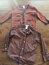Janie and Jack Button-Front Cardigan Sweater Boys Size 2T and Matching Shirt