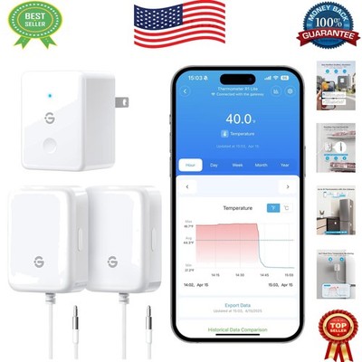 24/7 WiFi Temperature Monitoring Thermometer for Home & Outdoor Use - 2 Pack