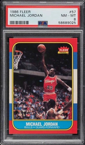 MICHAEL JORDAN 1986 86-87 FLEER #57 ROOKIE CARD RC NM-MINT PSA 8 BULLS NBA MJ