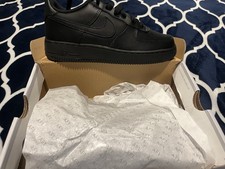 Nike Air Force 1 Black Low Top Leather Upper Rubber Outsole Men's Sneakers