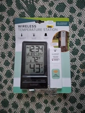 308-1415BW La Crosse Digital Wireless Thermometer w/Time, Black BRAND NEW SEALED