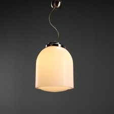 Lampadario Vintage Alluminio Vetro Bianco Design Italia Anni 70 Originale