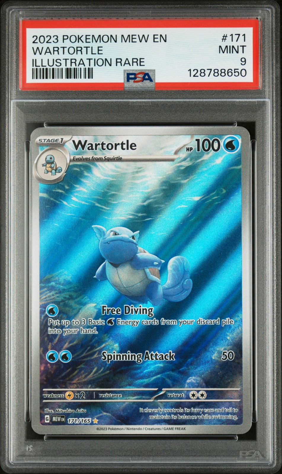 2023 POKEMON MEW EN-151 ILLUSTRATION RARE #171 WARTORTLE PSA 9