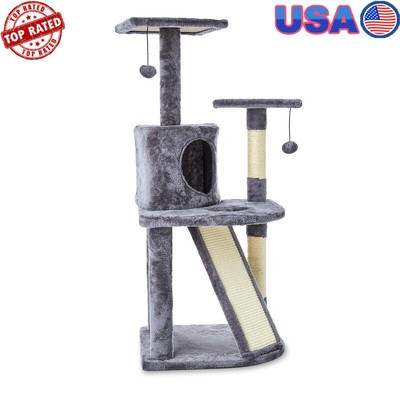 5-Level Multi-Functional Cat Tree Condo Scratching Post Plush Perches Toys New