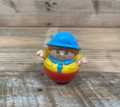 Playskool Weebles Wobble Fireman (1987) Figure Firefighter Girl 3  Hard Hat Toy