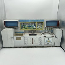 VTG 1950s Marx Pretty Maid Toy Tin Litho Kitchen Stove Sink Fridge Wash Machine