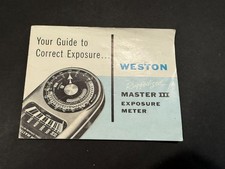 Weston Master III Exposure Meter Instructions