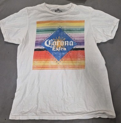 Corona Extra Beer White Medium T-Shirt Men's Size M Logo Spellout. Colorful 