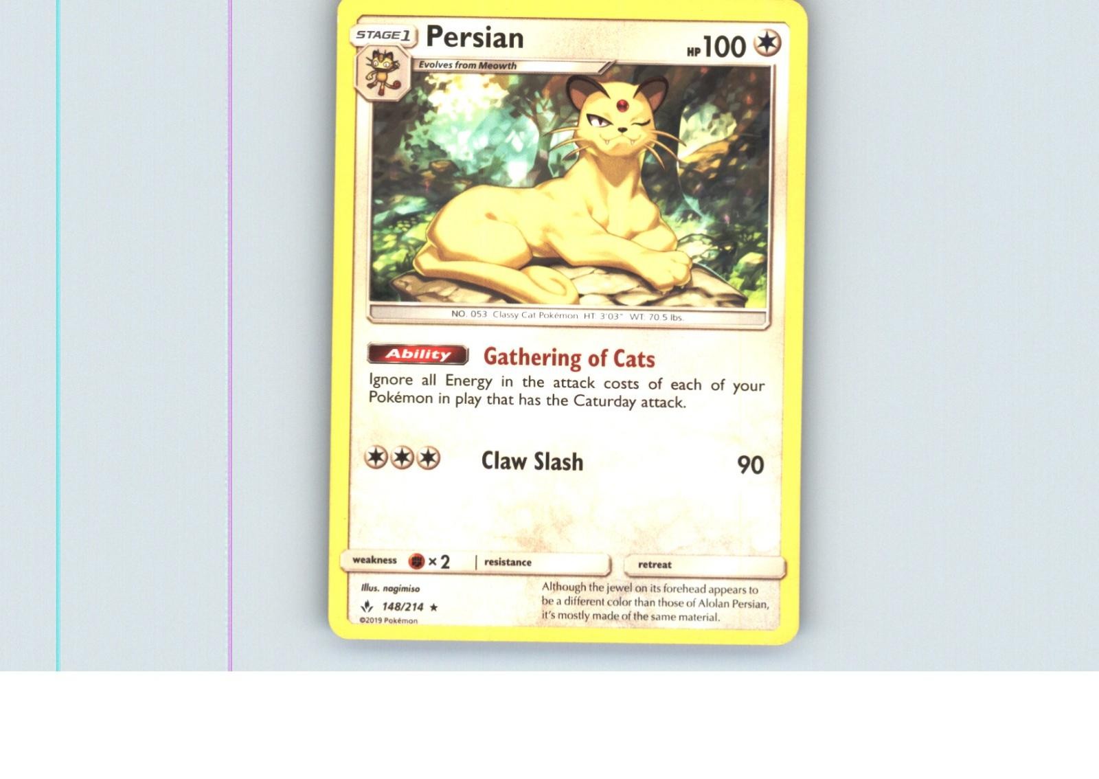 Persian 148/214 Rare Unbroken Bonds Pokemon Near Mint
