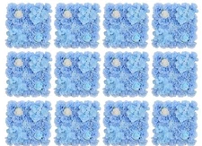 Artificial Flower Wall Panel 15*15inches -12 Pack Silk Rose Hydrangea Light Blue