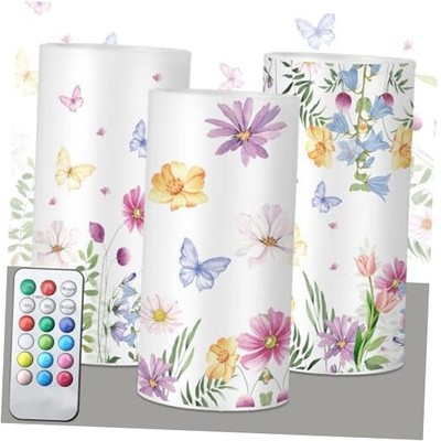  3 Pcs Spring Flameless LED Candles with Timer Battery Operated Flickering 