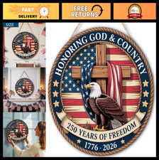 250th Anniversary Wooden Door Sign - 4th of July Decoration, Freedom Celebration