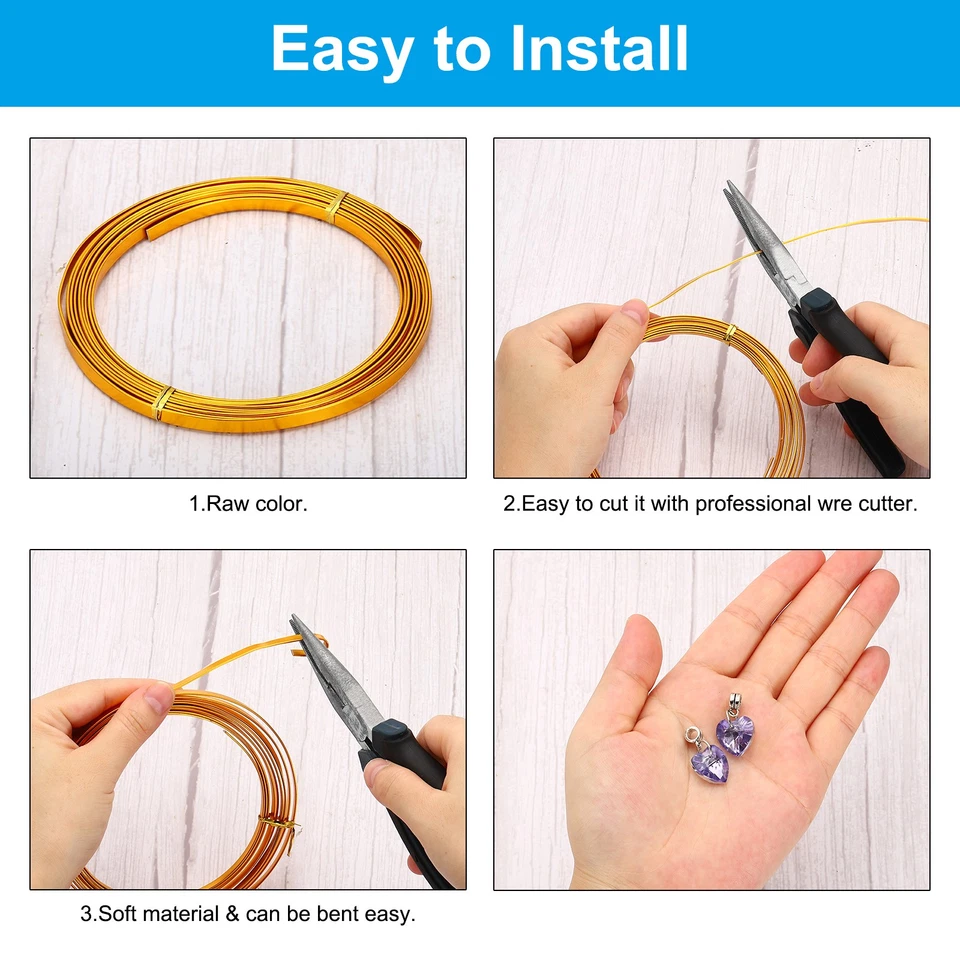 18 Gauge 3mm Wide Flat Wire, 16.4Ft 2 Roll Bendable Flat Bezel Wire, Sky Blue — 第 4/4 张图片