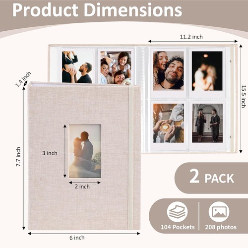 vivinin 2PCS Album Fotografico Polaroid, 2x3 Pollici Tasche Mini Bianco Off - Foto 2 di 7
