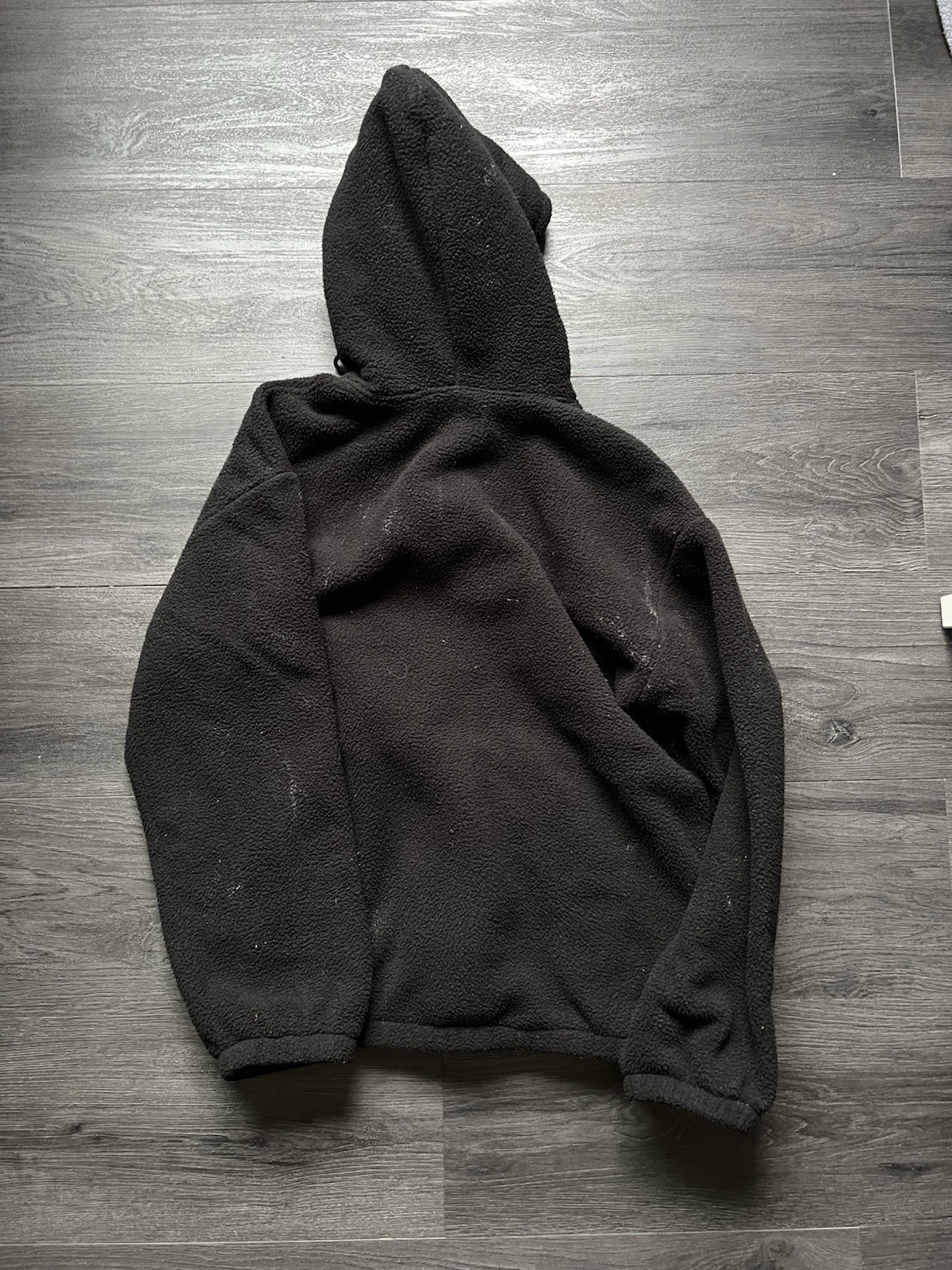 Stussy Black Fleece Pullover Hoodie Logo Drawstring Men's Long Sleeve Size L thumbnail 3