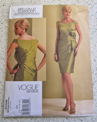 Vogue V1108 Bellville Sassoon Schnittmuster Damen Kleid USA 12 - 18 UNGESCHNITTEN