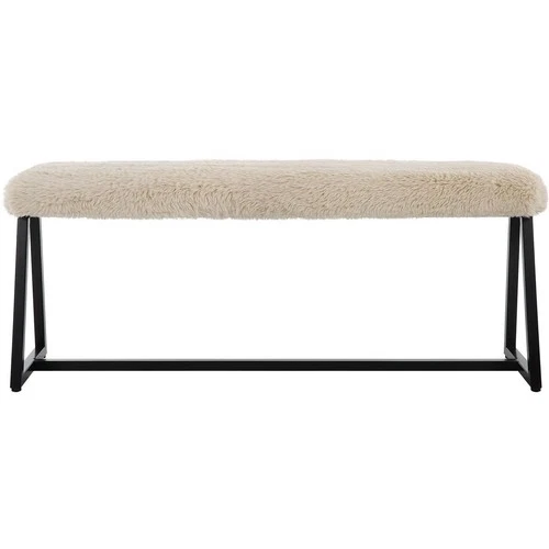 Uttermost 23056 Taupo Beige Faux Sheepskin and Matte Black Bench - Picture 1 of 6