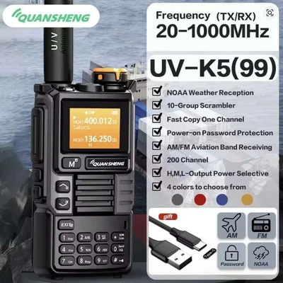 PRE PROGRAMED Quansheng UV- K5 K6 AIR BAND FM AM PLANE SPOTTERS Scanner XMAS
