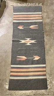 Chimayo Style Saddle Blanket Runner Rug 64” X 20” Vintage See Photos