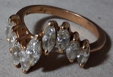 Vintage 14K Yellow Gold Diamond Chevron Crown Ring 4.1g 