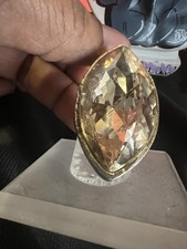 Marquise cut smoky quartz and Silver Tone cocktail Ring Size 7.5