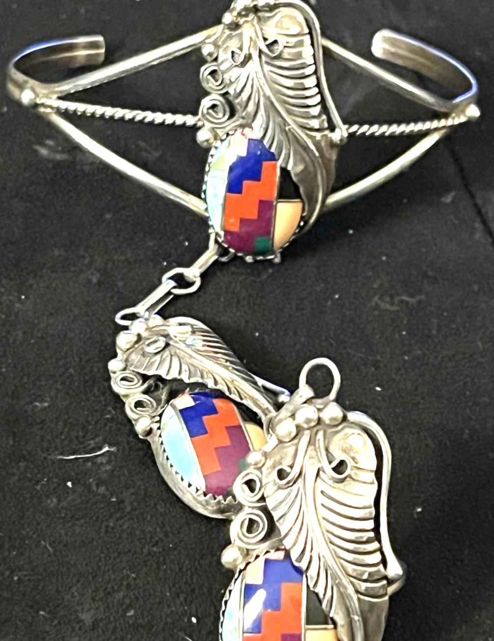 H Signed Native American Slave Cuff Bracelet Vint… - image 1