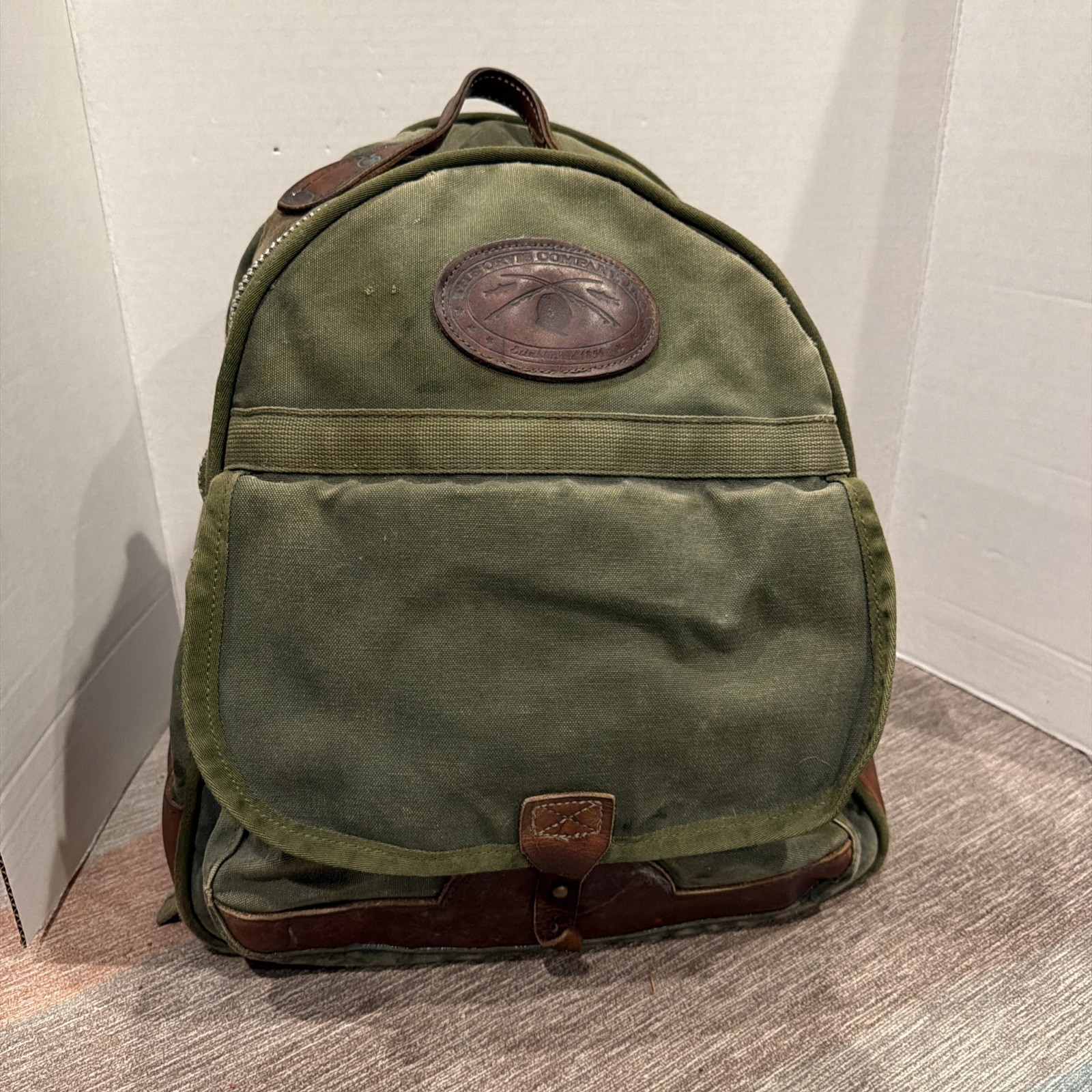 Orvis Battenkill Canvas Leather Backpack Green Br… - image 1