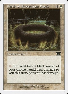 Magic MTG TCG Sixth Edition 1999 Circle of Protection: Black 8/350