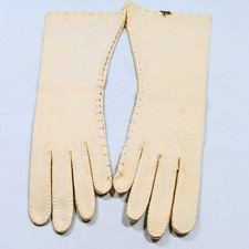 Vintage Crescendoe Tailored Gloves Needlework Cream 14" 6.5 Italy