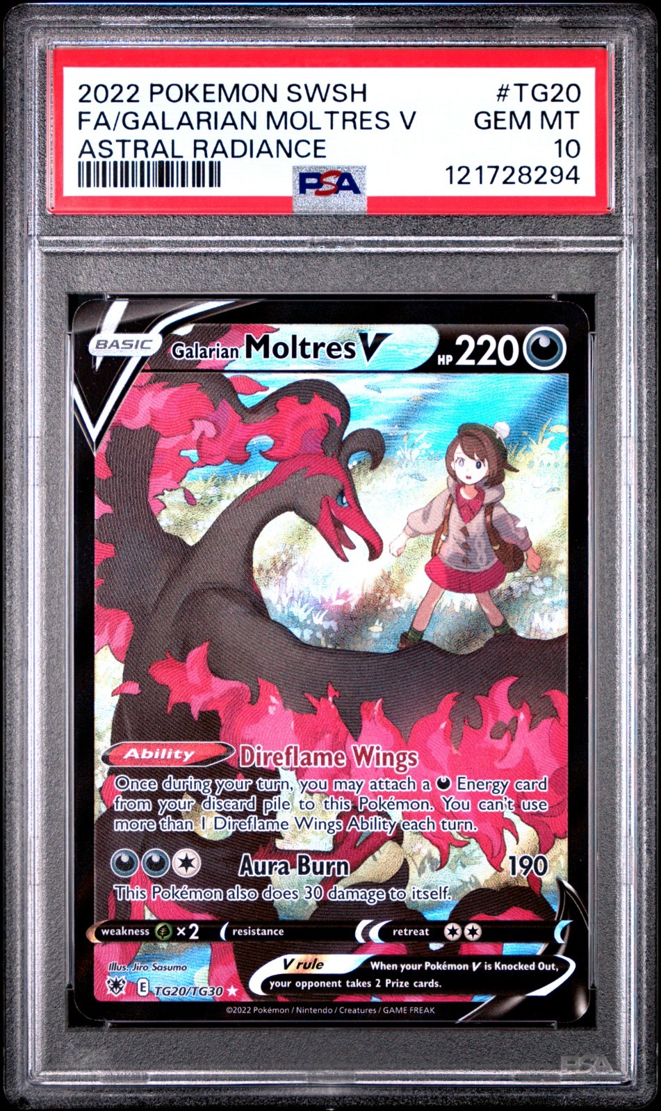 Galarian Moltres V TG20/TG30 Swsh10: Astral Radiance Trainer Gallery Holo PSA 10