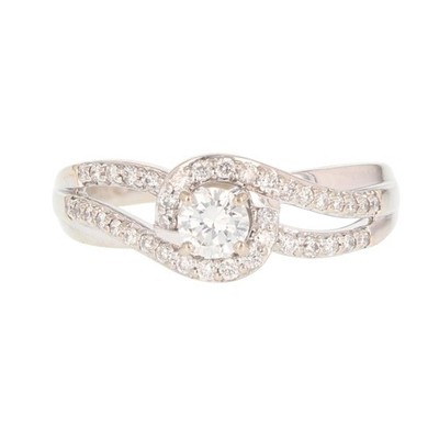 .48ctw Diamond Solitaire with Accents Engagement Ring 14k White Gold Size 6.25