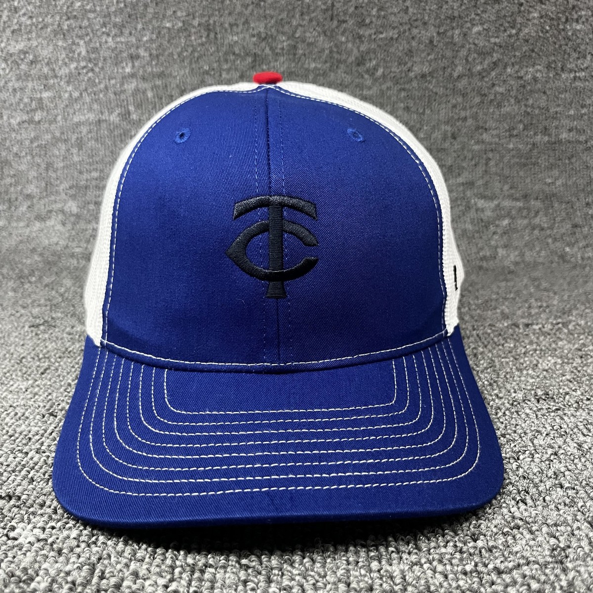 '47 Brand Minnesota Twins Trucker Snapback Hat Royal Blue White Mesh Cap