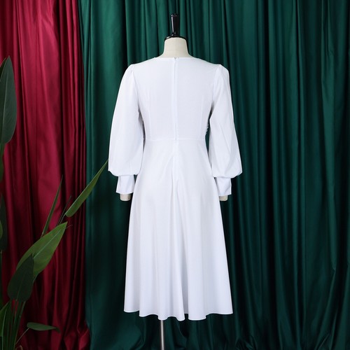 Midikleid Damen Übergröße V-Ausschnitt für kurvige Frauen Kirche Brautkleider - Bild 7 von 42