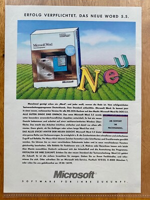 Microsoft Word 5.5 Software retro 90s Original 1991 Vintage Advert Werbung