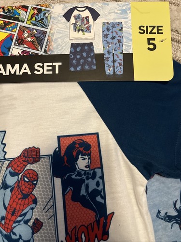 Boys Marvel Pajama Set Shirt Shorts Pants Size 5 NWT-A - Picture 3 of 5