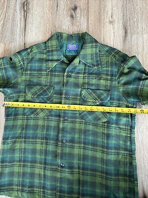 mens vintage pendleton wool shirt L made in USA, loop collar mens vintage pendleton wool shirt L made in USA, loop collar