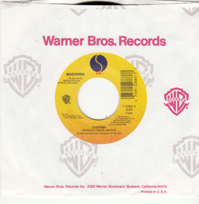 MADONNA - CHERISH - ORIGINAL SIRE RECORDS 45 - GREAT SHAPE