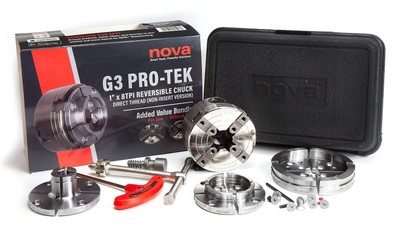 NOVA 48293 PREMIER PRO-TEK G3 Wood Lathe Chuck Bundle with 2'' PRO-TEK Jaw Set...