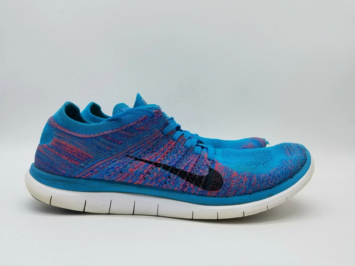 Nike Free Flyknit Men&#039;s Running Shoes Blue Lagoon Bright Crimson Size 12.5 eBay