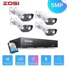 ZOSI 5MP PoE Überwachungskamera Set Außen mit Festplatte 2TB NVR Farbnachtsicht