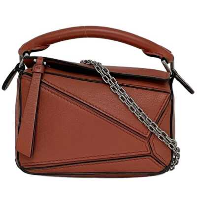 LOEWE 2way Mini Shoulder Nano Puzzle Bag Orange Puzzle A510U98X01 Good