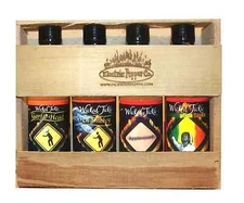 Hot Sauce Gift Set Habanero Chipotle Garlic Sweet Sauce 4 Pack Wicked Tickle