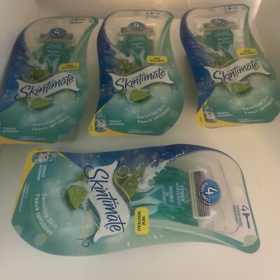 4 Schick Skintimate Women's Disposable Razor, Sensitive Skin 4 Blades- 4 pk Lot
