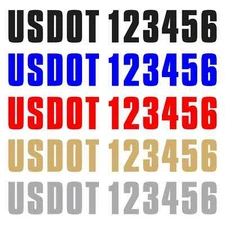 pair - USDOT Vinyl Numbers Custom Stickers Decals Truck Semi US DOT Lettering