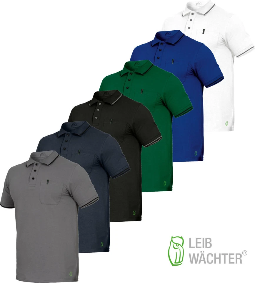 LEIBWÄCHTER Polo guardia del corpo linea flex maglia manica corta uomo workwear abbigliamento da lavoro