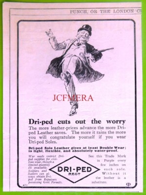 DRI-PED Stiefel & Schuhsohle Leder WW1 WERBUNG #6 Small Vintage Print Ad 683/37