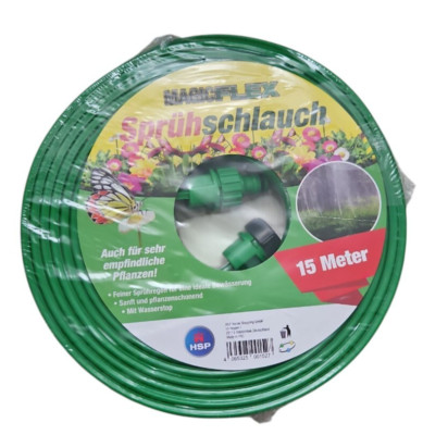 MagicFlex Flexibler Sprühschlauch für Rasen & Beetflächen 15m, Gartenschlauch