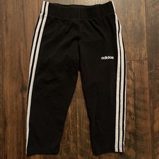 Adidas Sweat Pants Boys M Medium Black 3 Stripe Casual Youth Kids Elastic Waist