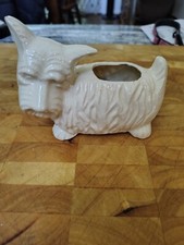Porcelain Scottish Terrier Dog White Planter Made in Japan