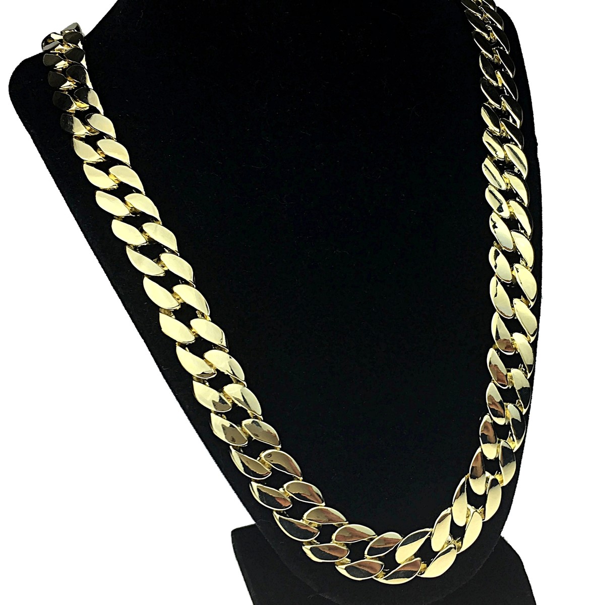 Men's 14K Gold Plated Cuban Link Neck Chain Hip Hop Necklace 15MM